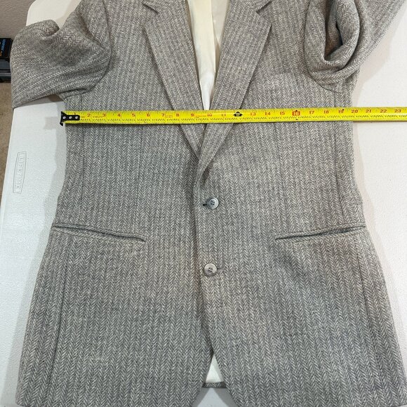 VTG IMPERIAL by HAGGAR 100% Wool Sports Coat Gray Herringbone Suit Coat Mens 40R - Picture 10 of 16
